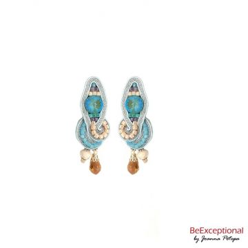 Hand embroidered earrings Pastel Blue