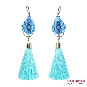 Hand embroidered earrings Daled with a tassel.