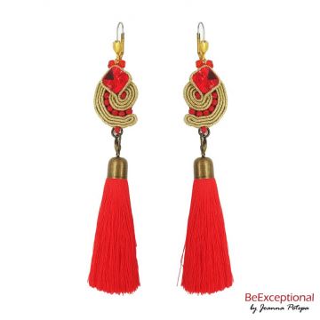 Hand embroidered earrings Jaros with tassel
