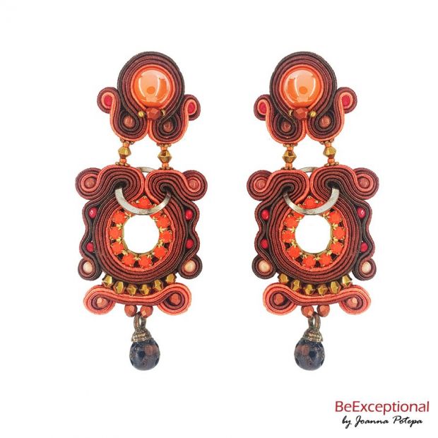 Soutache hand embroidered earrings Azteca