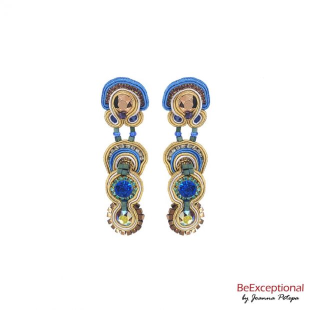 Soutache hand embroidered earrings Safron
