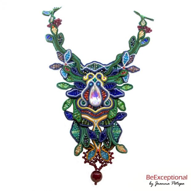 Soutache hand embroidered necklace Amazons