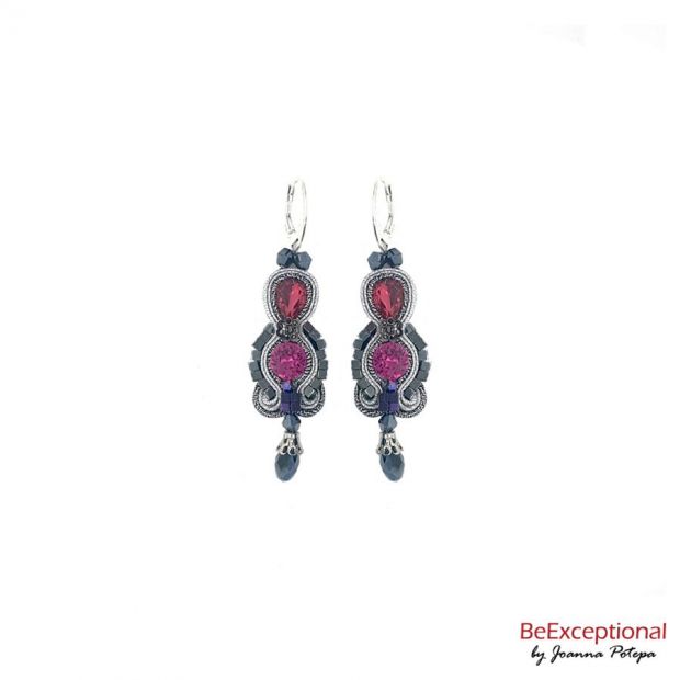 Soutache hand embroidered earrings City Berlin