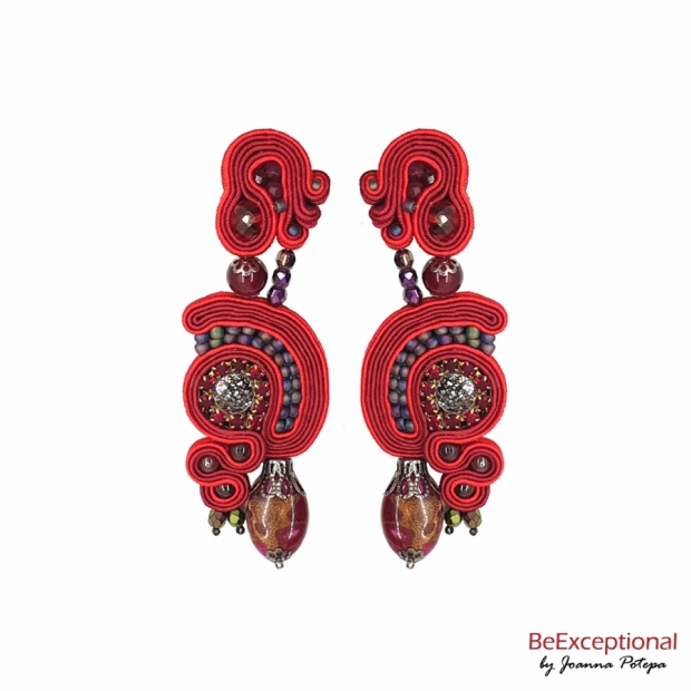 Hand embroidered Fiery B earrings