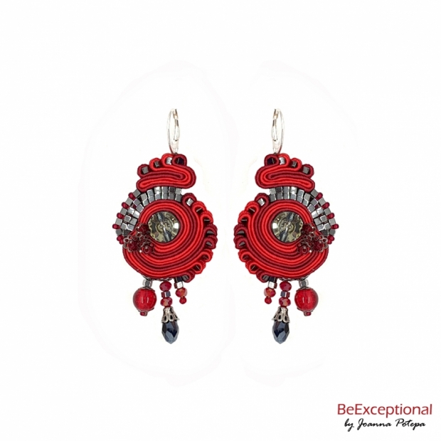 Hand embroidered Fiery S Earrings